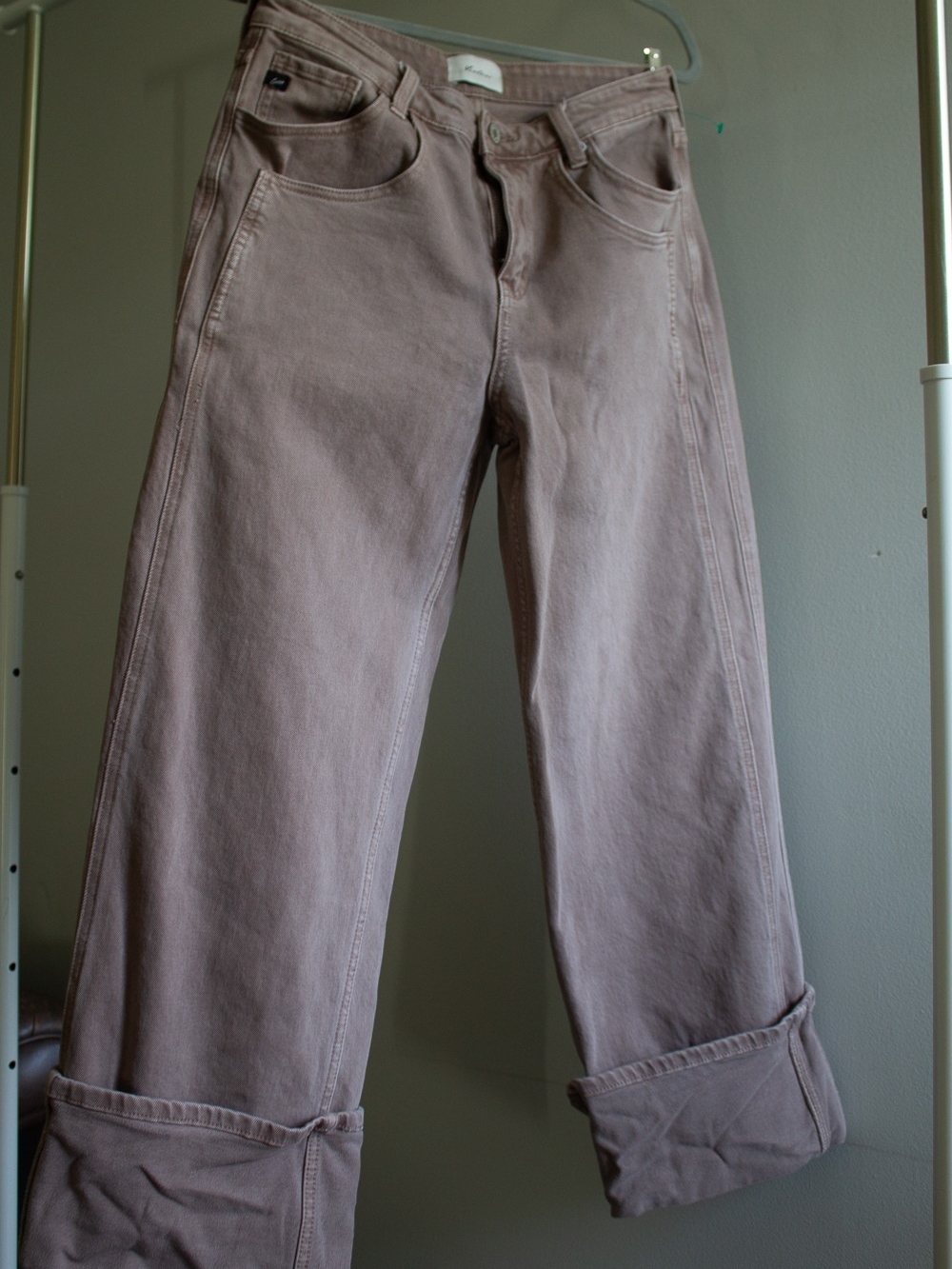 Kancan Colter Espresso High Rise Wide Leg Cuffed Jeans